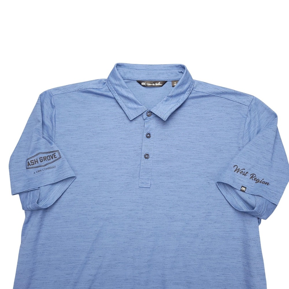 TravisMathew Polo Shirt Mens XL Blue Solid Ash Grove West Region Golf Top